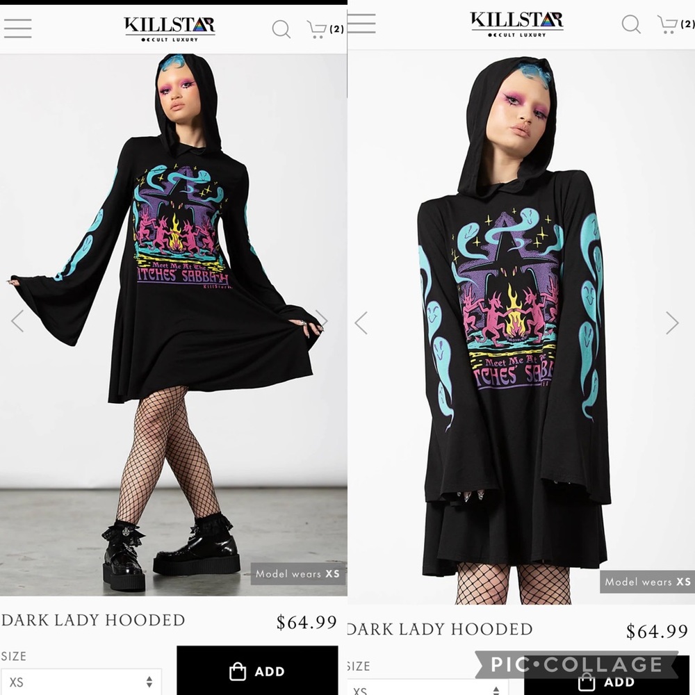 NWT KILLSTAR Dark Lady Hooded Dress size medium